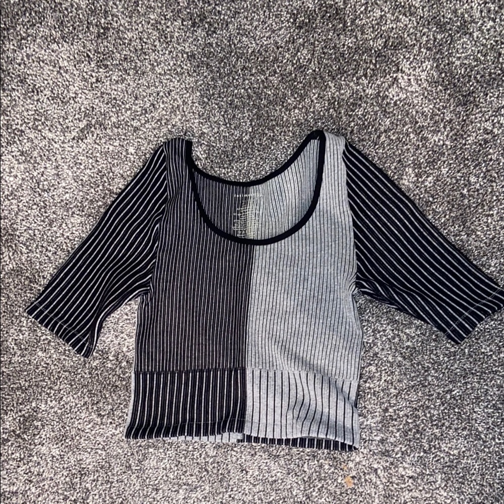 Striped Black and Gray Women's Top